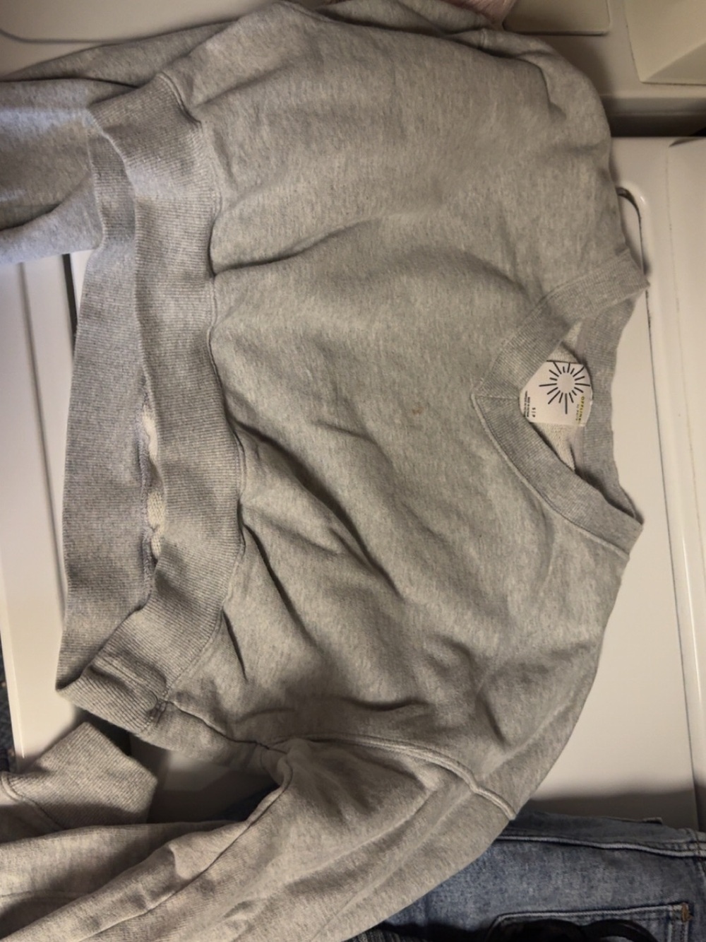 aerie OFFLINE Light Gray Crew Pullover Sweatshirt